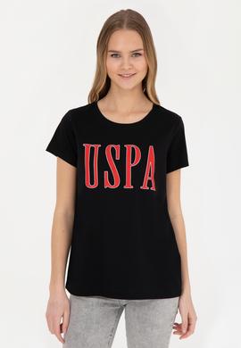 Kadın Siyah Bisiklet Yaka Tişört - 50285843009