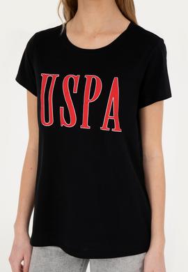 Kadın Siyah Bisiklet Yaka Tişört - 50285843009