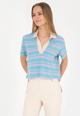 Kadın Lila Polo Yaka Tişört - 50285880005