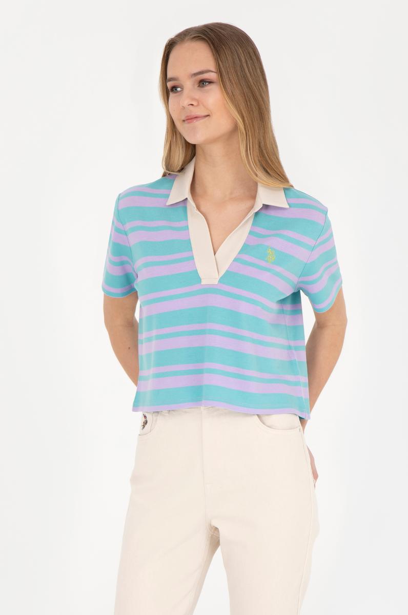 Kadın Lila Polo Yaka Tişört