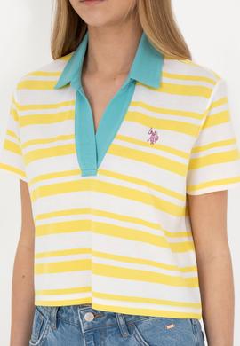 Kadın Sarı Polo Yaka Tişört - 50285880014