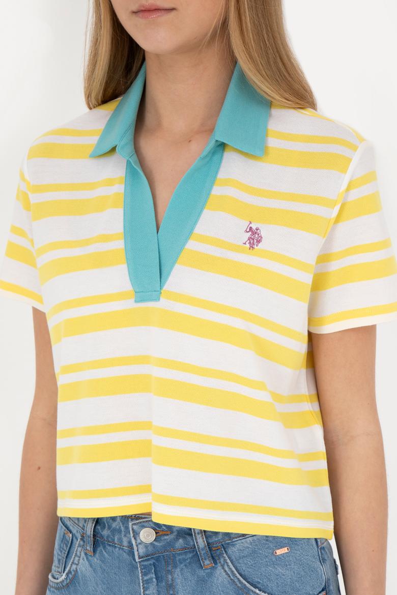 Kadın Sarı Polo Yaka Tişört - 50285880014