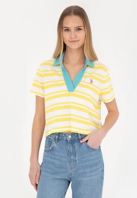 Kadın Sarı Polo Yaka Tişört - 50285880014