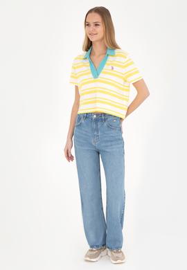 Kadın Sarı Polo Yaka Tişört - 50285880014