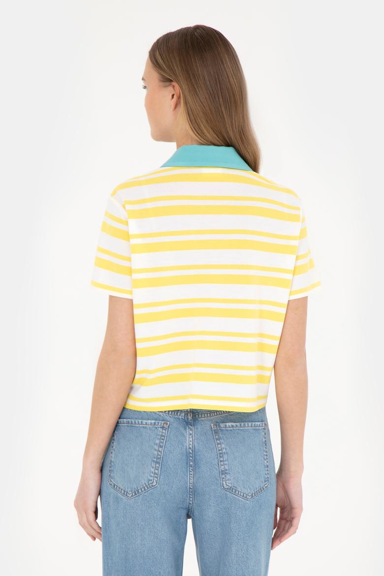 Kadın Sarı Polo Yaka Tişört - 50285880014