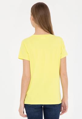 Kadın Fıstık Yeşili Bisiklet Yaka Tişört - 50285843033