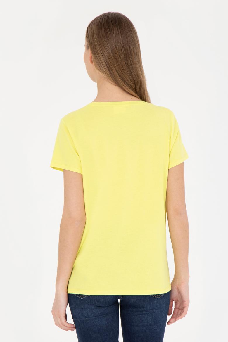 Kadın Fıstık Yeşili Bisiklet Yaka Tişört - 50285843033