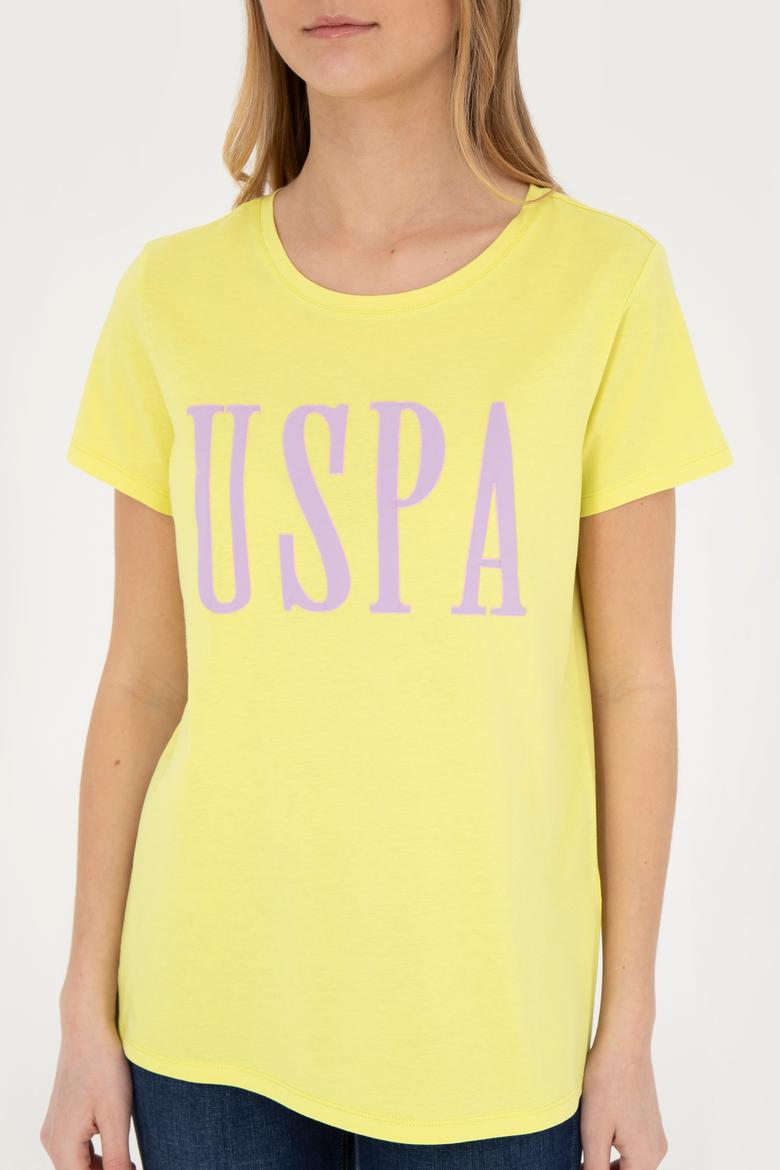 Kadın Fıstık Yeşili Bisiklet Yaka Tişört - 50285843033