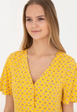 Kadın Sarı Midi Boy Dokuma Elbise - 50289211010