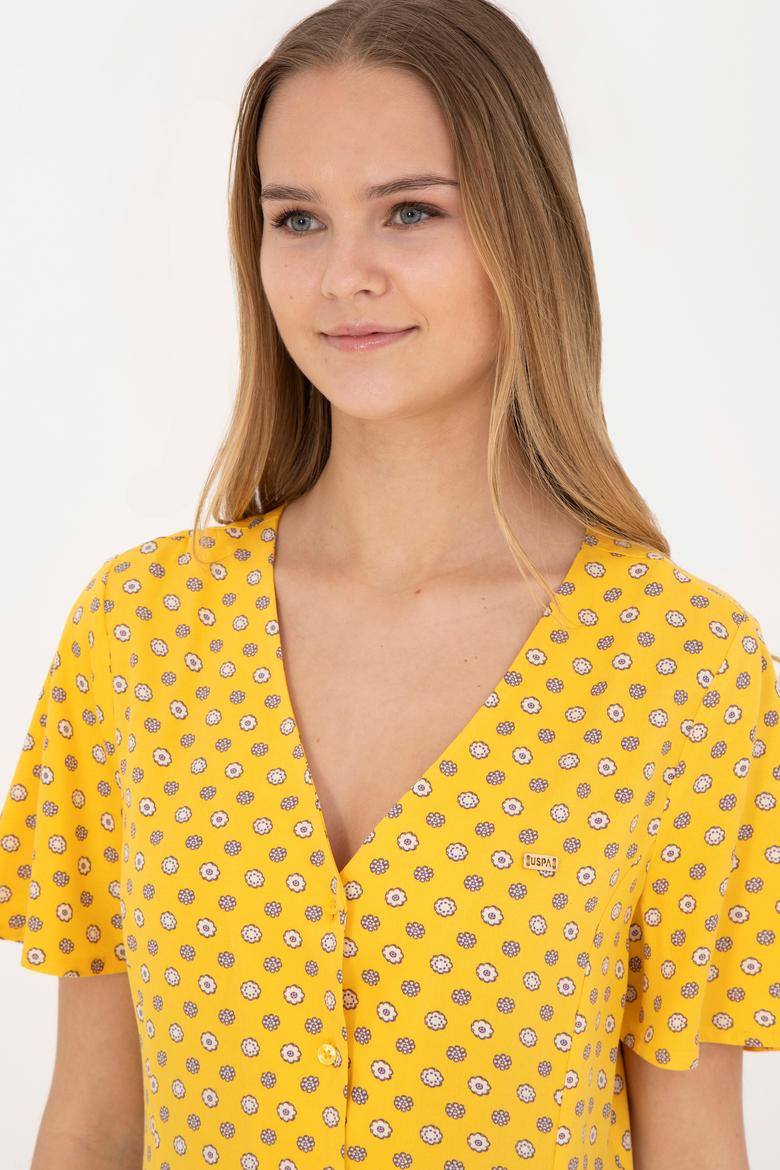 Kadın Sarı Midi Boy Dokuma Elbise - 50289211010