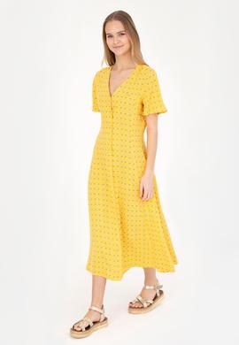 Kadın Sarı Midi Boy Dokuma Elbise - 50289211010
