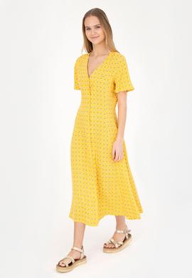 Kadın Sarı Midi Boy Dokuma Elbise - 50289211010