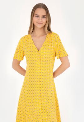 Kadın Sarı Midi Boy Dokuma Elbise - 50289211010