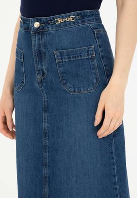 Kadın Mavi Jean Etek - 50283831004