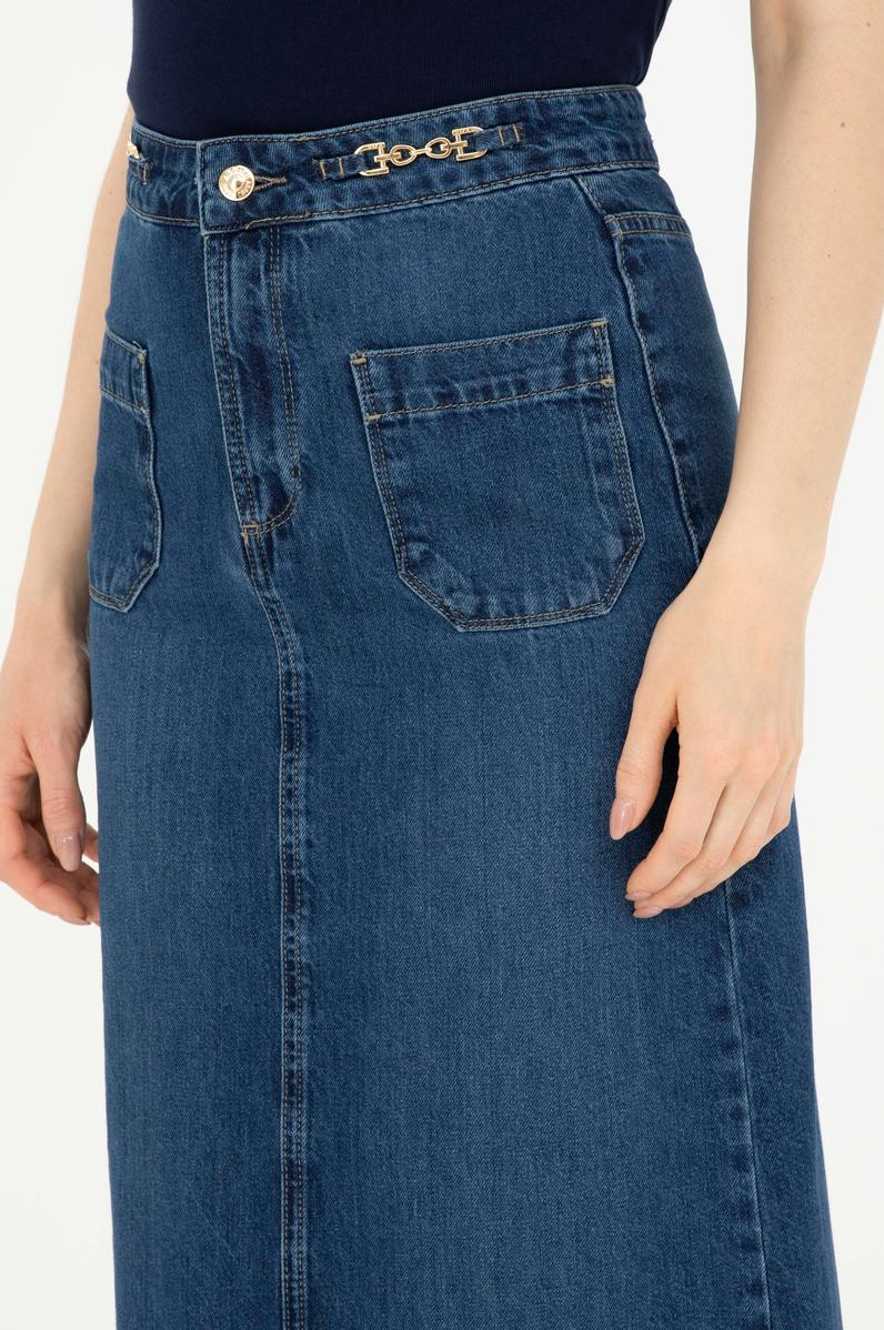 Kadın Mavi Jean Etek