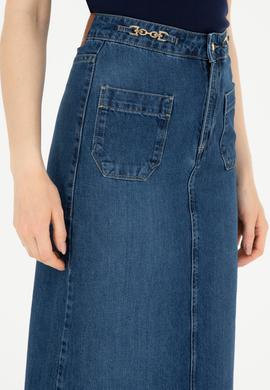 Kadın Mavi Jean Etek - 50283831004
