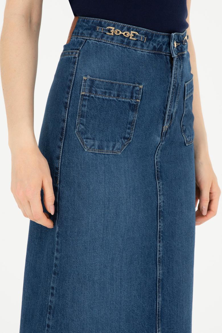 Kadın Mavi Jean Etek - 50283831004