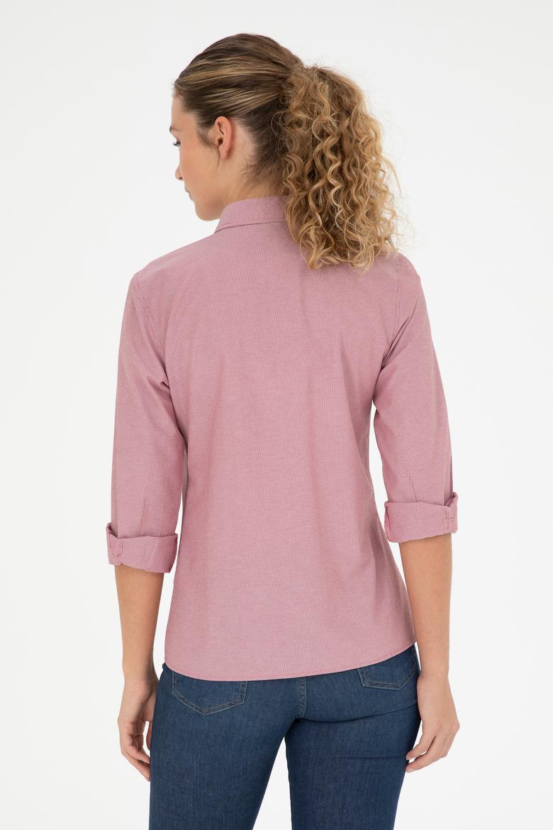 Kadın Bordo Uzun Kollu Gömlek - 50279803014