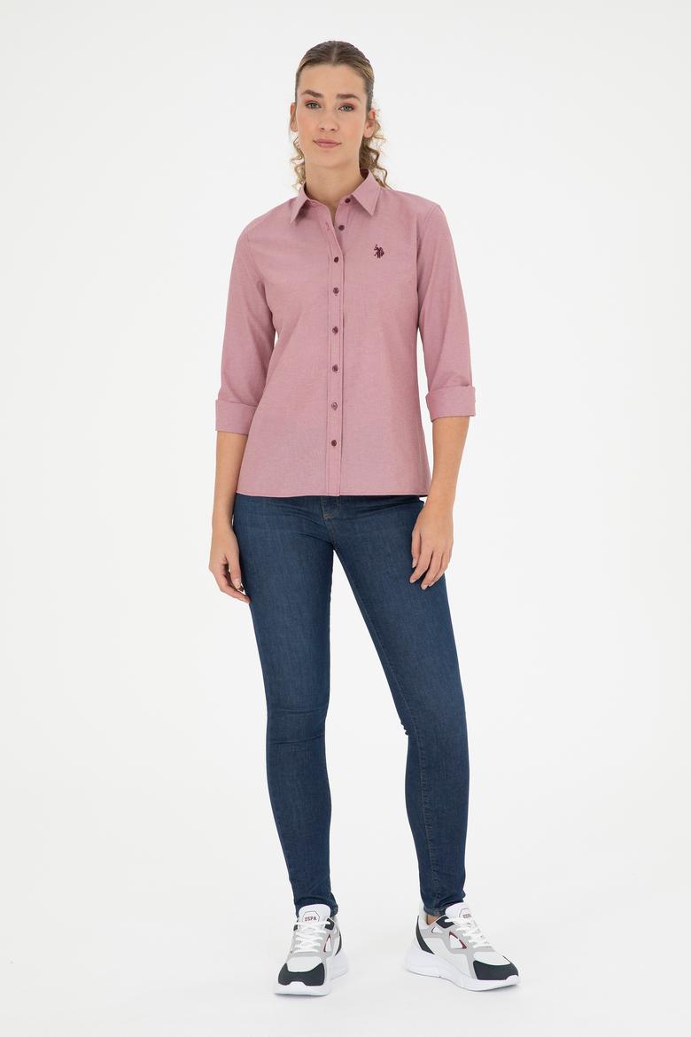 Kadın Bordo Uzun Kollu Gömlek - 50279803014