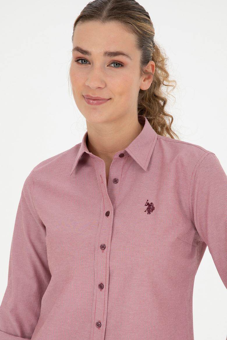 Kadın Bordo Uzun Kollu Gömlek - 50279803014