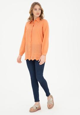 Kadın Somon Uzun Kollu Gömlek - 50283612018