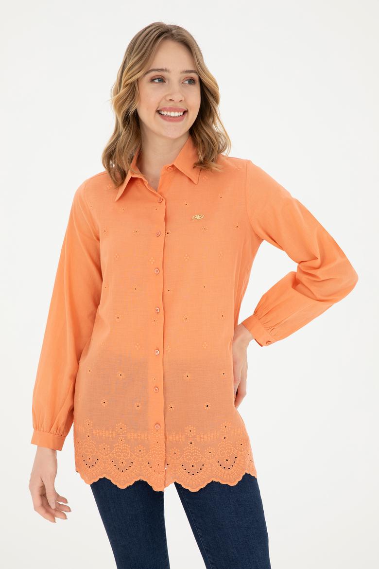 Kadın Somon Uzun Kollu Gömlek - 50283612018