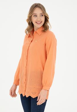 Kadın Somon Uzun Kollu Gömlek - 50283612018