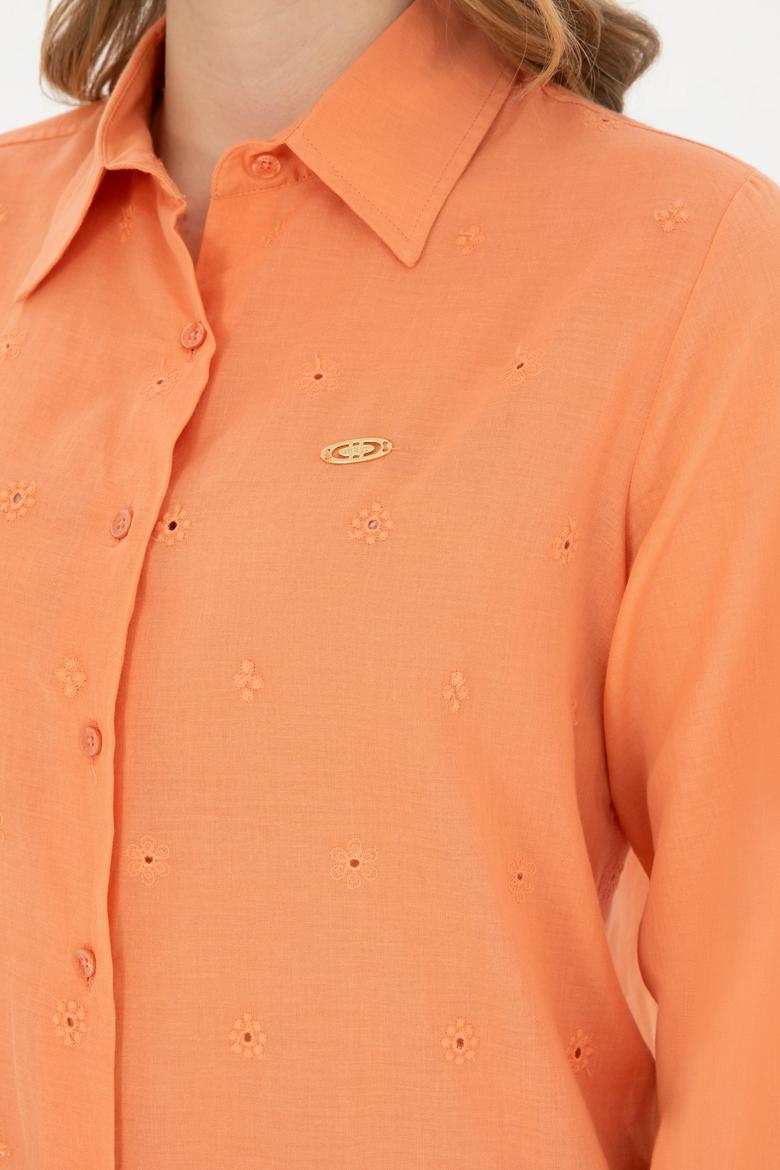 Kadın Somon Uzun Kollu Gömlek - 50283612018