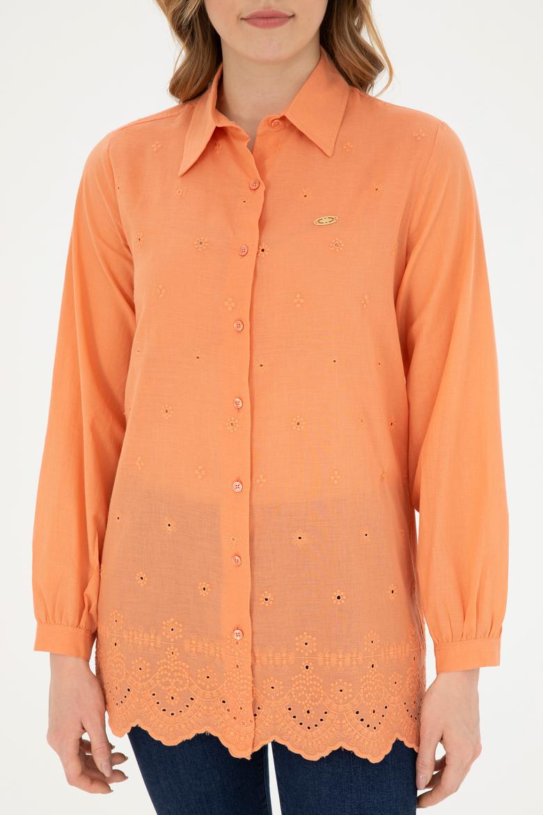 Kadın Somon Uzun Kollu Gömlek - 50283612018