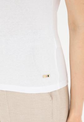 Kadın Beyaz Bisiklet Yaka Kolsuz Tişört - 50285852047