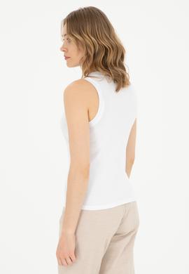 Kadın Beyaz Bisiklet Yaka Kolsuz Tişört - 50285852047