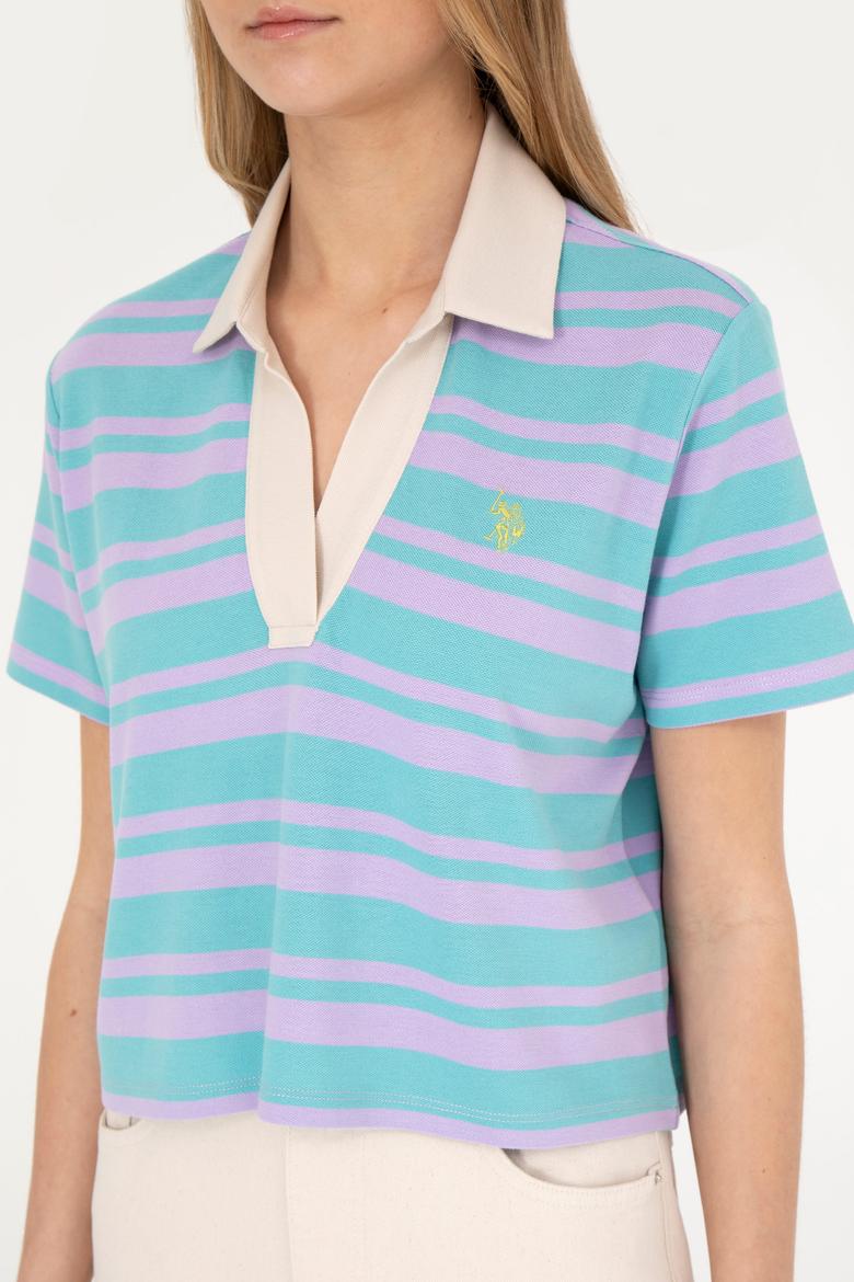 Kadın Lila Polo Yaka Tişört - 50285880005