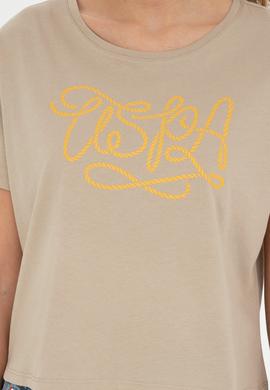 Kadın Açık Haki Bisiklet Yaka Tişört - 50286053001