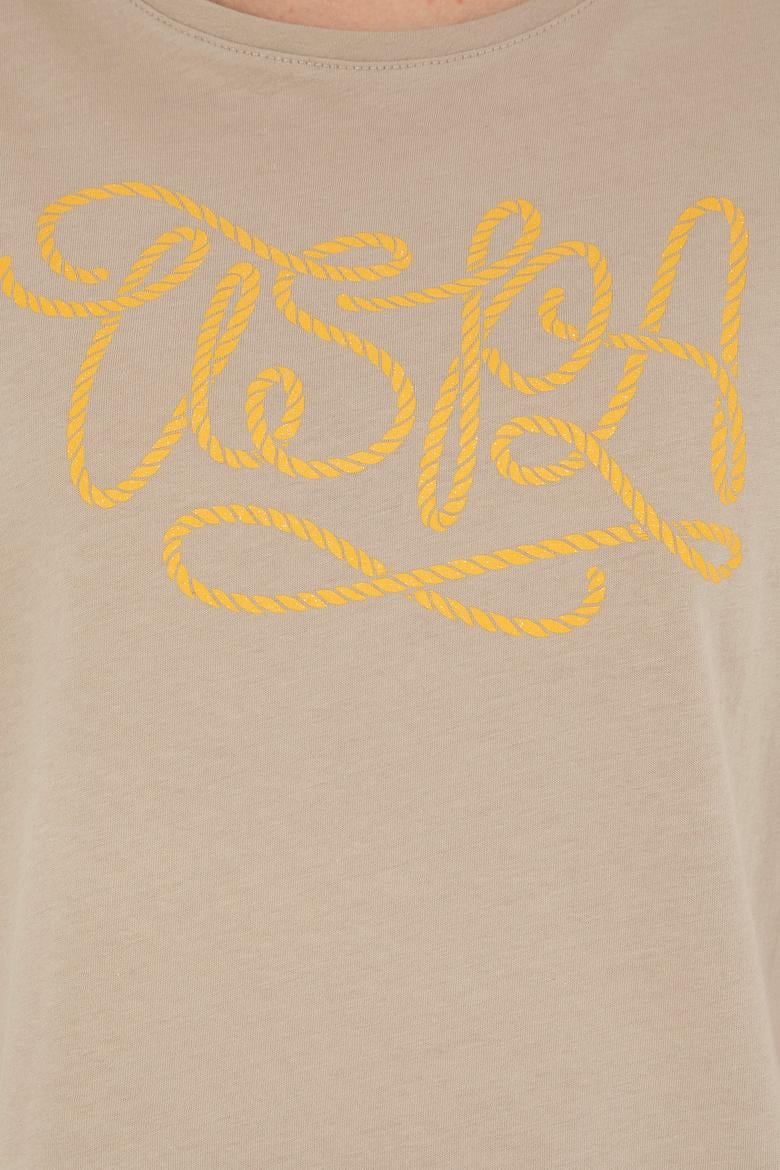 Kadın Açık Haki Bisiklet Yaka Tişört - 50286053001