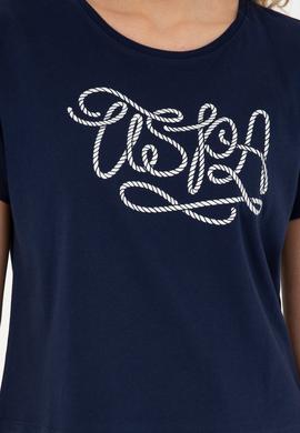 Kadın Lacivert Bisiklet Yaka Tişört - 50286053013