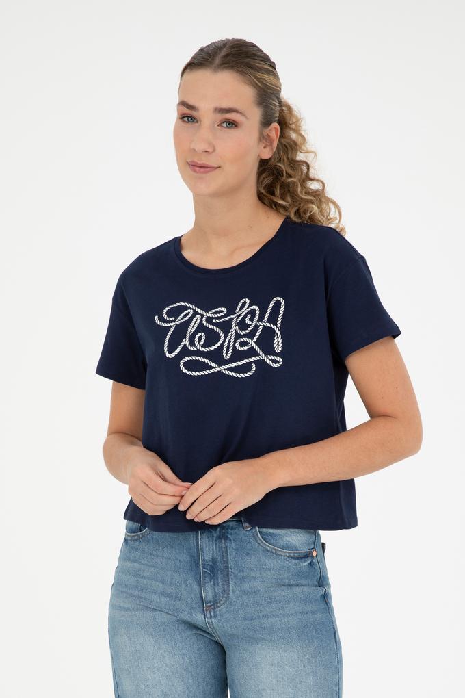 Kadın Lacivert Bisiklet Yaka Tişört