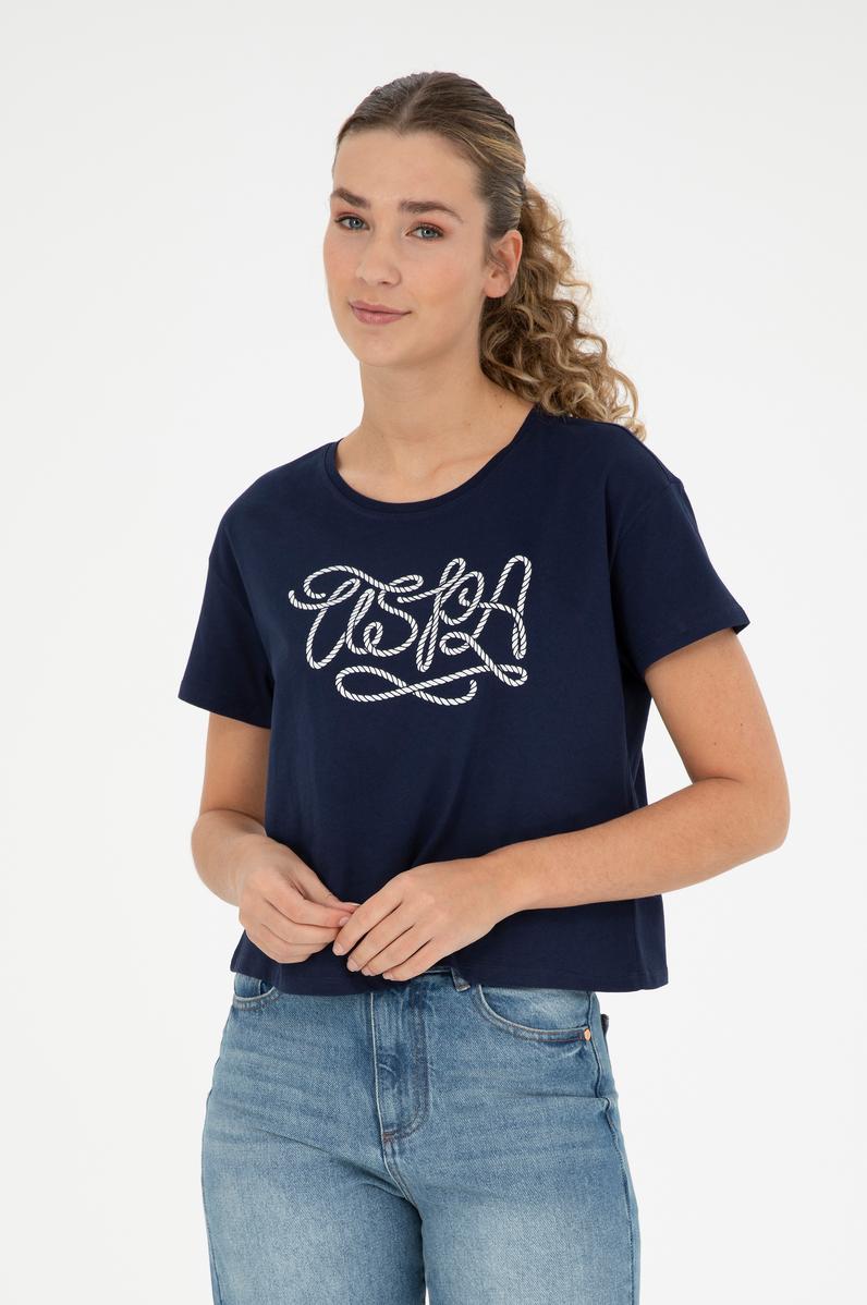 Kadın Lacivert Bisiklet Yaka Tişört