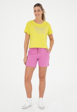 Kadın Fıstık Yeşili Bisiklet Yaka Tişört - 50286053030