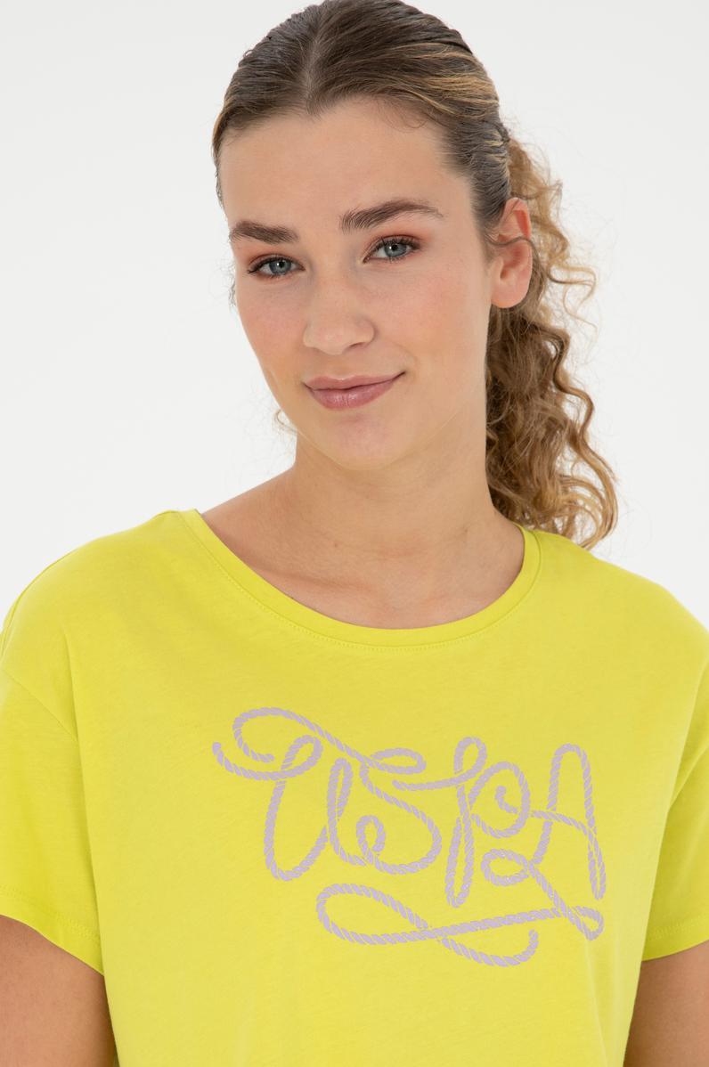 Kadın Fıstık Yeşili Bisiklet Yaka Tişört