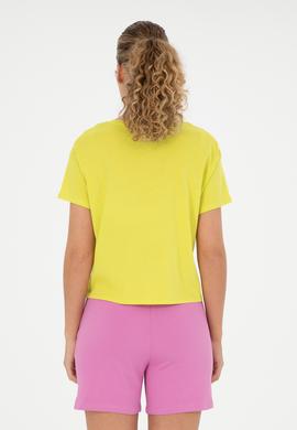 Kadın Fıstık Yeşili Bisiklet Yaka Tişört - 50286053030