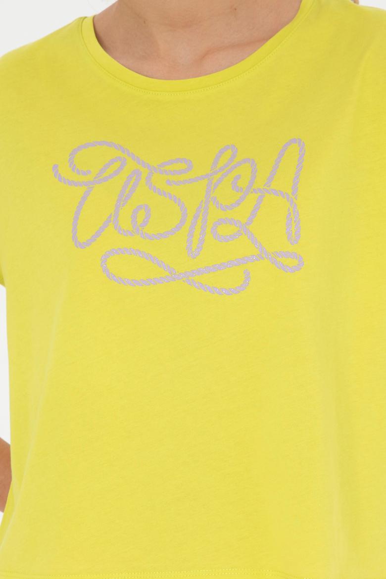 Kadın Fıstık Yeşili Bisiklet Yaka Tişört - 50286053030