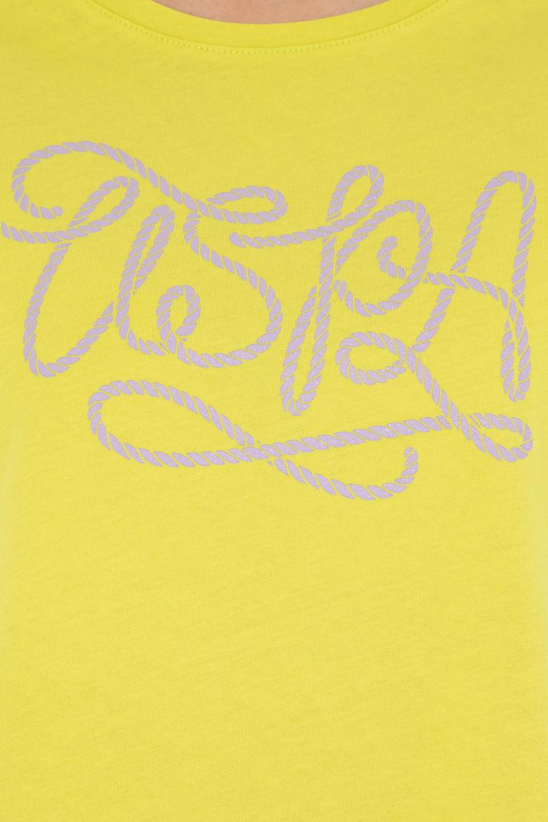 Kadın Fıstık Yeşili Bisiklet Yaka Tişört - 50286053030