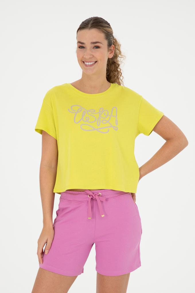 Kadın Fıstık Yeşili Bisiklet Yaka Tişört