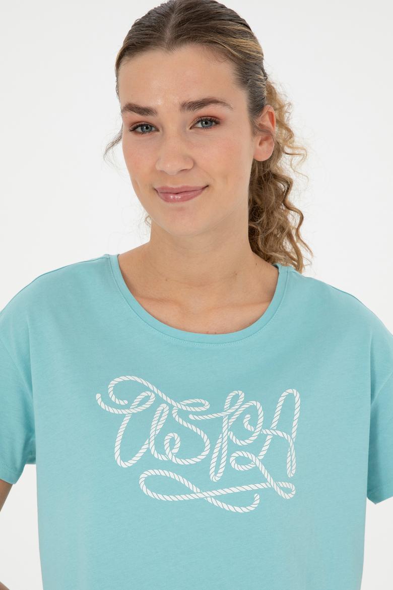 Kadın Mint Bisiklet Yaka Tişört - 50286053036