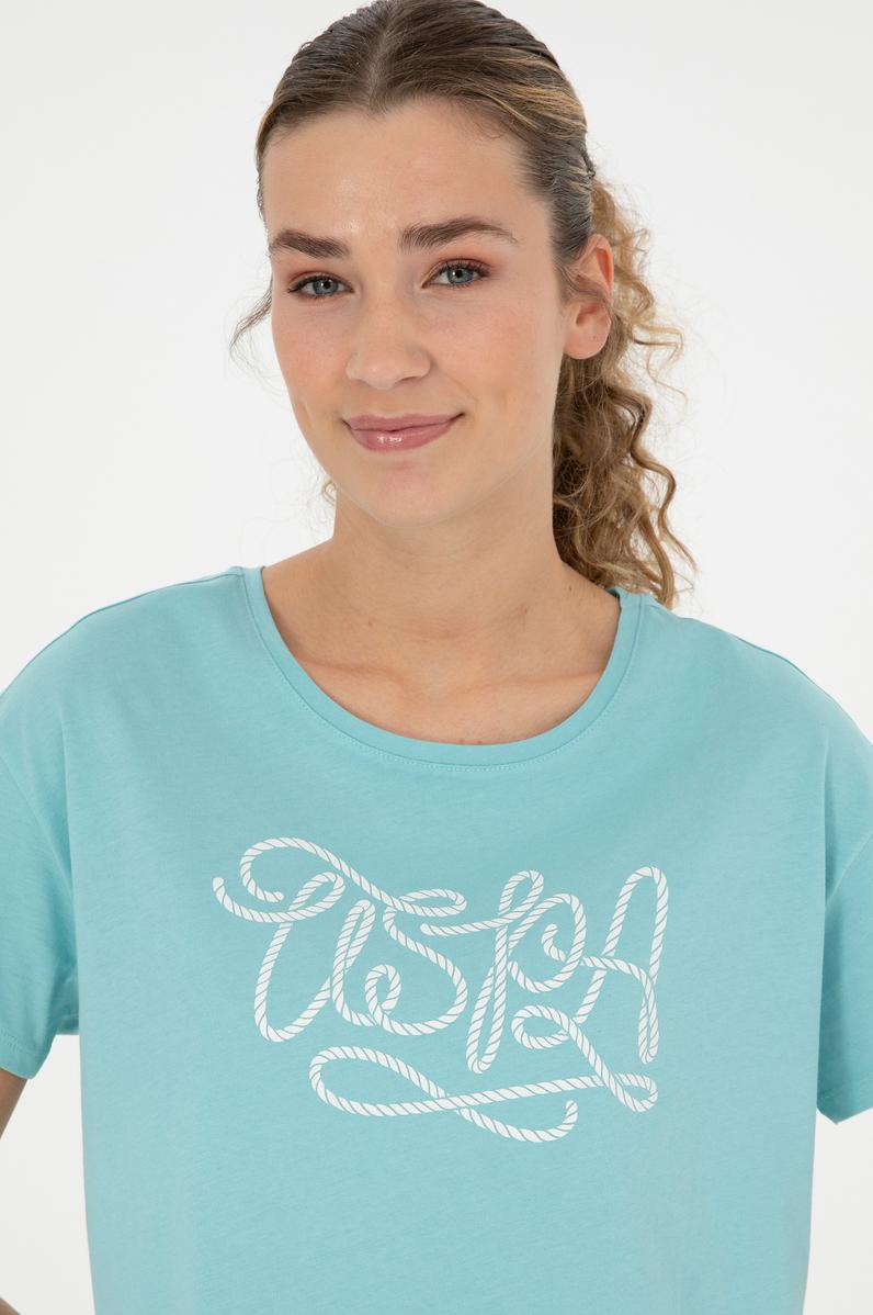 Kadın Mint Bisiklet Yaka Tişört