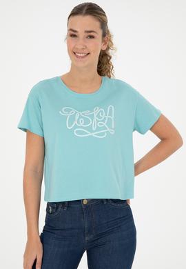 Kadın Mint Bisiklet Yaka Tişört - 50286053036