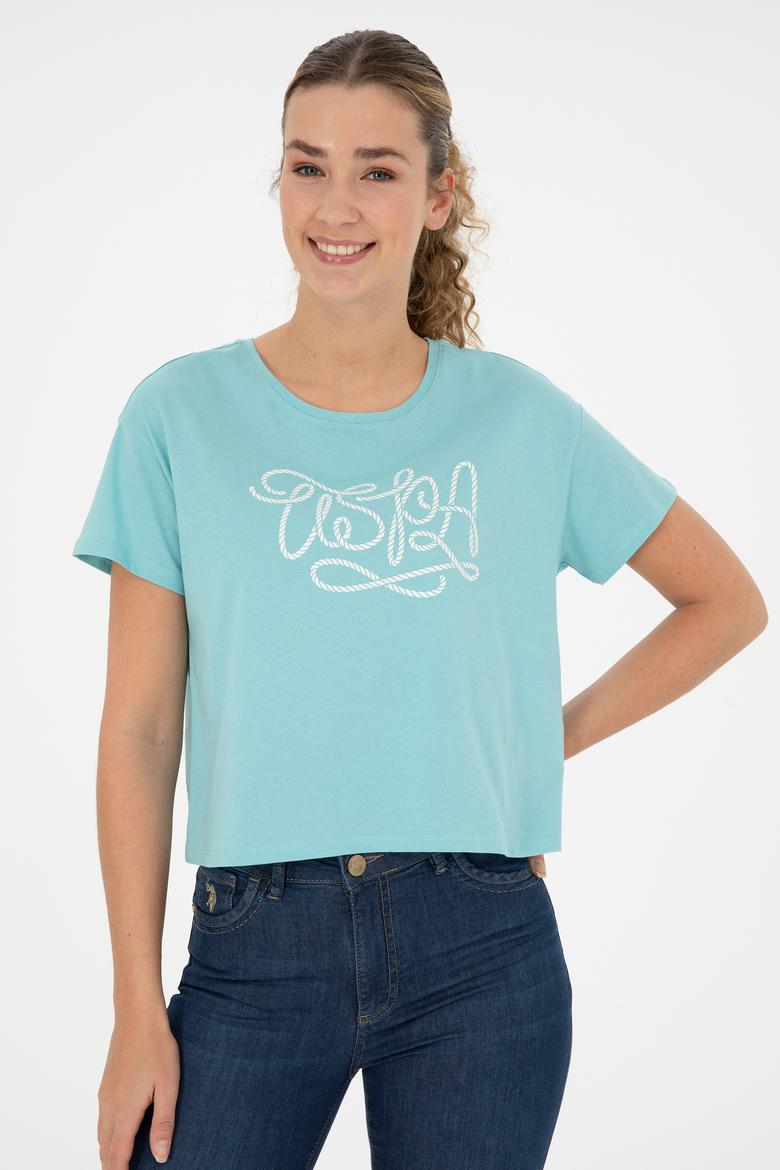 Kadın Mint Bisiklet Yaka Tişört - 50286053036