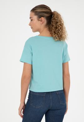 Kadın Mint Bisiklet Yaka Tişört - 50286053036