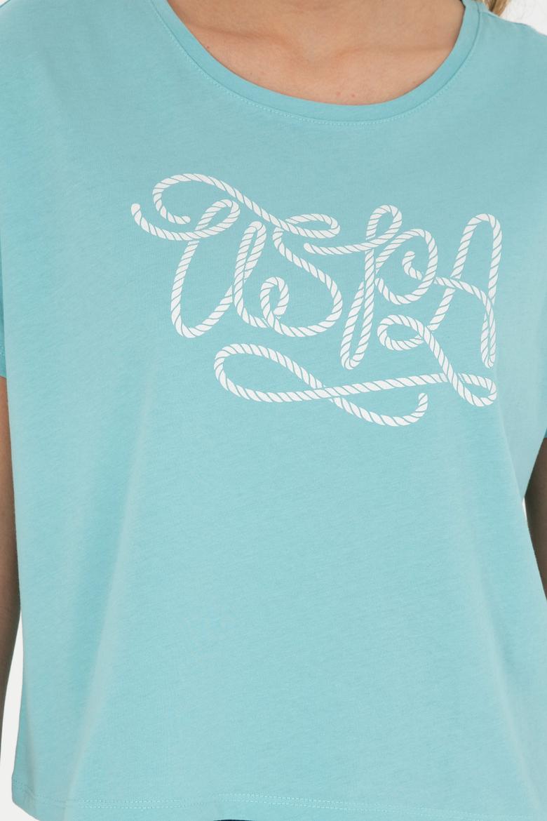 Kadın Mint Bisiklet Yaka Tişört - 50286053036