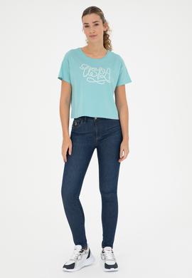 Kadın Mint Bisiklet Yaka Tişört - 50286053036